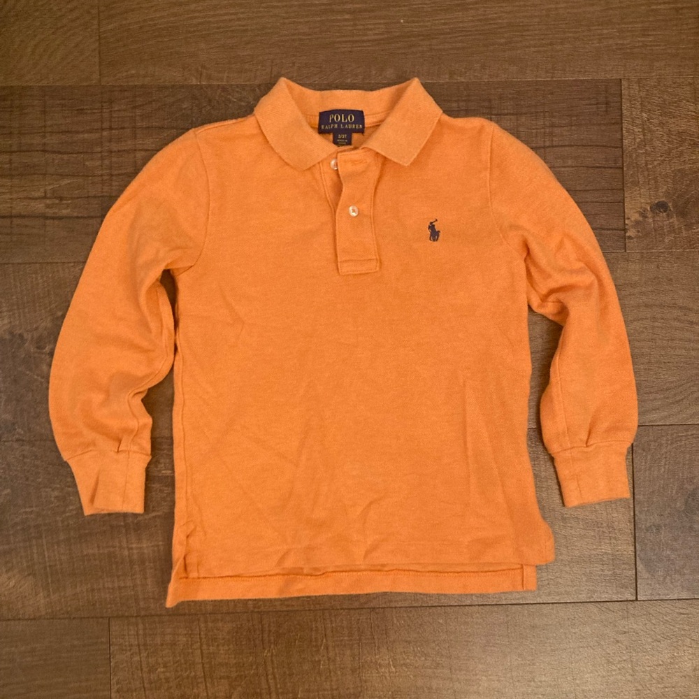 Polo by Ralph Lauren Kids Orange Long-Sleeve Polo Shirt Preppy Size 3T